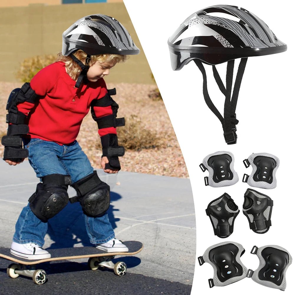 Kids Bike Helmet Knee Elbow Wrist Pads Helmet with Protective Gear Set for Bicycle Cycling Skateboard Scooter Skating Sports - silverfoxgoods